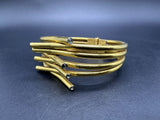 Vintage Castlecliff Gold tone Clamper Rhinestone Bracelet 7”