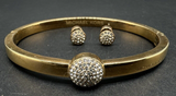 MICHAEL KORS Rose Gold Bangle Bracelet Earrings Set Crystals 6.75"
