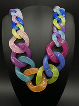 Multi Color Translucent Cable Link Transparent Acrylic Chain Link Necklace 18”