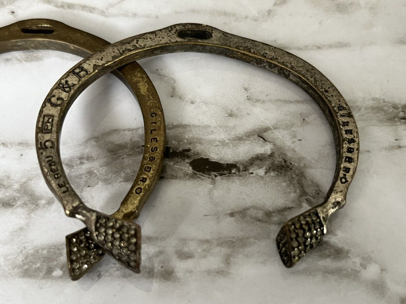 GILES & BROTHER Brass Mini Pied-de-Biche Hoove Layer Cuff Bracelets 6.25”