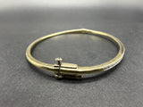 Sterling Silver Gold Plated Diamond Accent Hinged Bangle Bracelet 7"