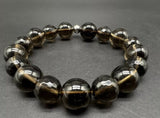 Natural Smoky Brown Quartz Clear Crystal Beads Stretch Bracelet Healing