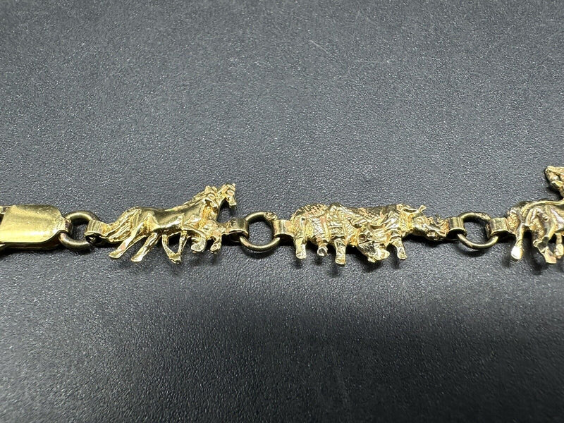 Vtg 925 Sterling Silver Noahs Ark Bracelet Animal Link Tennis Charm 7.5”