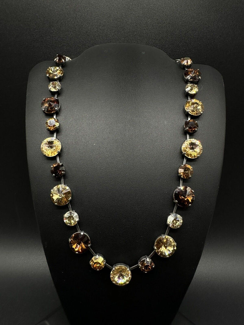 Peéz Silver Tone Clear Multicolor Rhinestone 19” Necklace