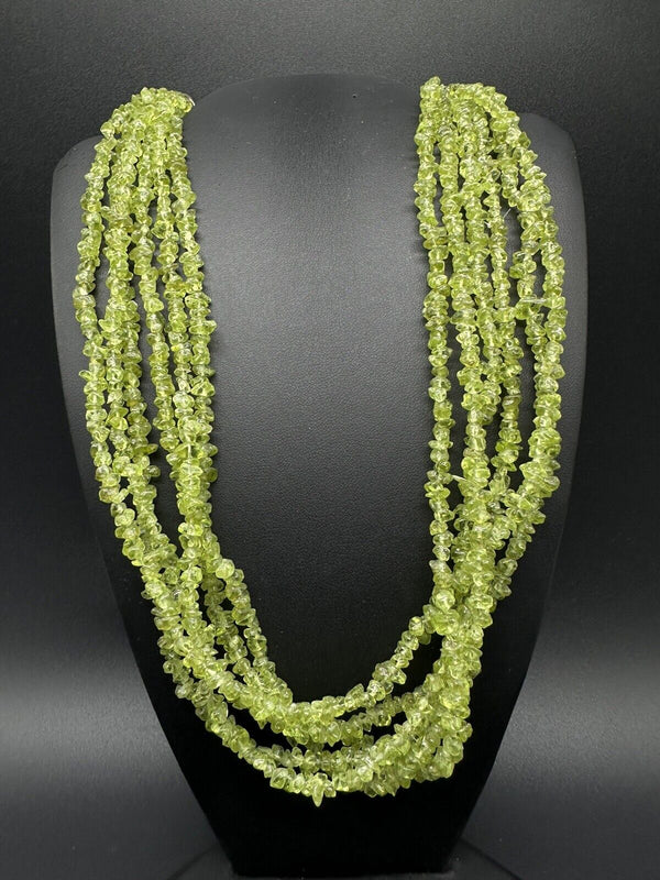 Silpada Sterling Silver Peridot Beaded Multiple Strand Statement Necklace 16”