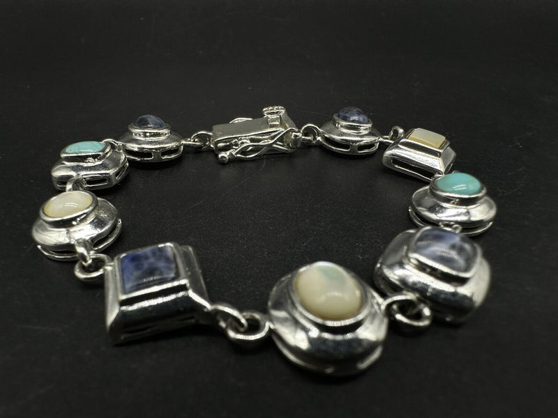 Sterling Silver Bracelet Multi Stone Bracelet 6.5”