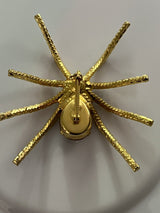 Clear Crystal Rhinestone Gold Tone  LARGE SPIDER Pin Brooch 2.5”