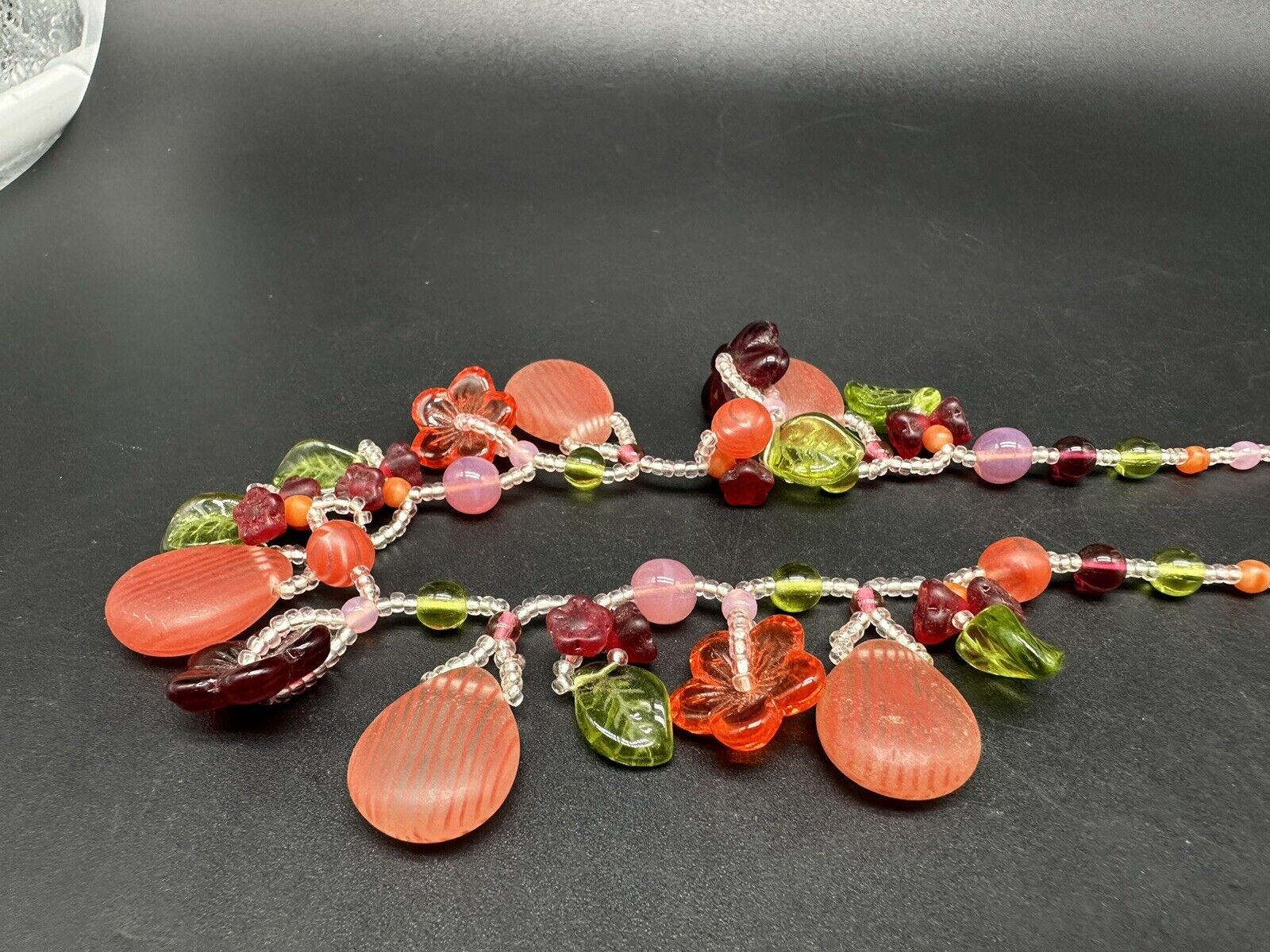 Unique Fruit Necklace Glass Agate Red 20”