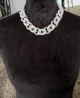 Curb Link Acrylic Translucent Chain Statement Necklace 17”~ 24mm Thick~