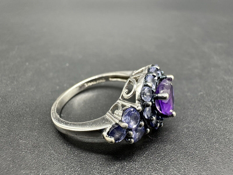 Heart Ring Simulated Amethyst,Tanzanite 925 Sterling Silver Sz 7