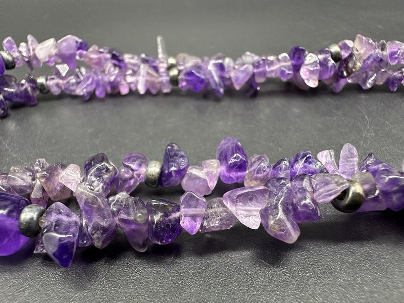 Gorgeous Tumbled Amethyst Necklace Sterling Silver Clasp