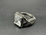 Princess Cut Simulated Stone Engagement Wedding Twisted Ring S925