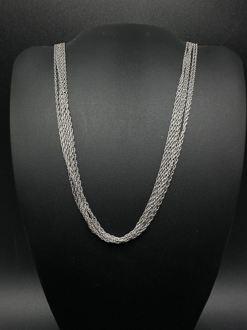 925 Sterling Silver 16” Long 6 Strand  Necklace 9Gs