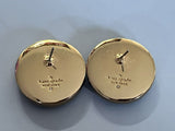 Kate Spade Set Sail Button Earrings  Fabric Checked Gold Tone Blue