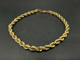 Sterling Silver 7" Gold Plated Bracelet Twisted Rope Chain Solid 925 Silver 8g