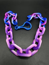 Blue & Purple Ombré Cable Link Acrylic Chain Link Necklace 20”