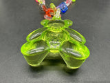 Acrylic Cable Link Chain Crystal Lime Green Bear Pendant Necklace 18” Long