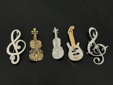 Vintage to now Mixed Musical Instruments Brooches Jewelry Lot Of 5pcs