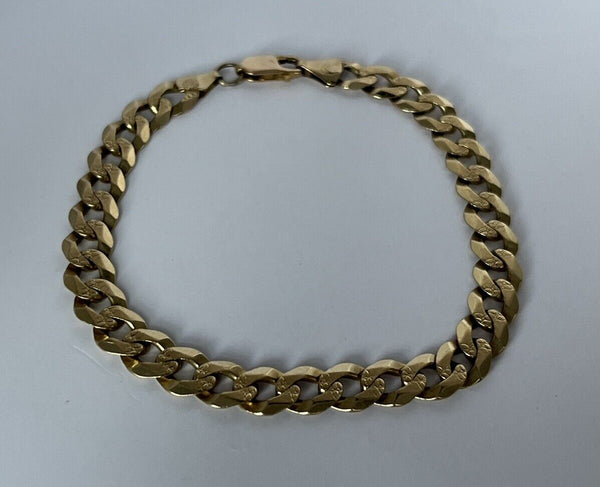REAL 10k Yellow Gold Cuban Link Chain Bracelet Diamond Cut 8.2mm 8.5 inch 16.1g