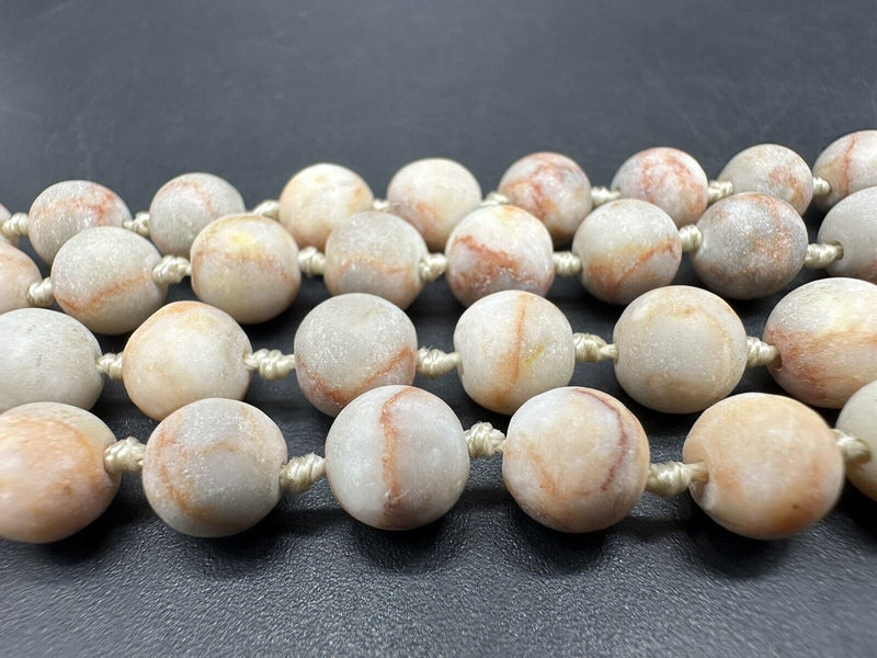 Jasper Stone Knotted Long Beaded Necklace 60”