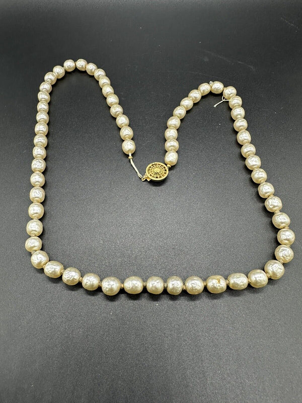 Vintage Miriam Haskell Knotted Baroque Pearl Necklace 24”