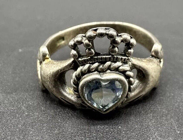 Vintage Sterling Silver Ring Claddagh Size 6