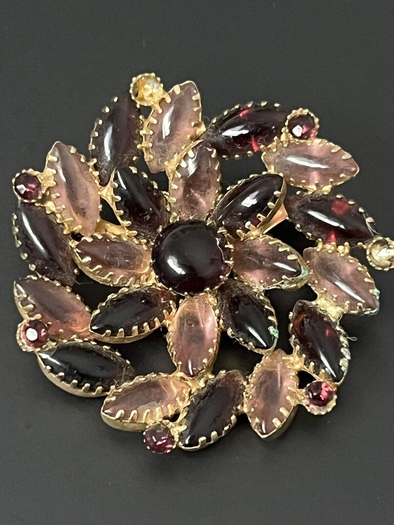 Schreiner? Purple Pink Cabochons JELLY BELLY Unsigned Brooch~ FLAWS PRESENT