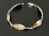 Clemens Handmade Southwest Copper Sterling Silver Panel Link Bracelet 6.5"