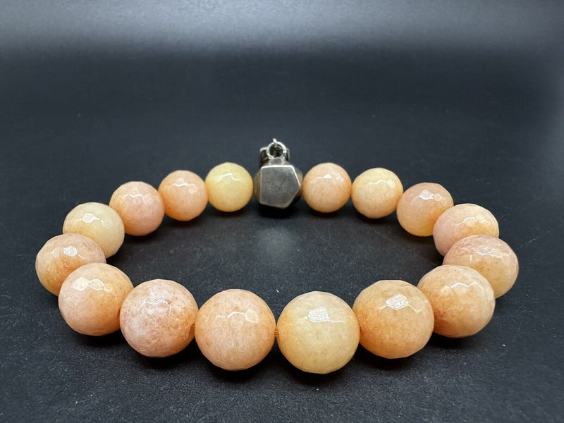 Silpada Peach Quartzite Sterling Silver Stretch Bead Bracelet  42Gs 7"