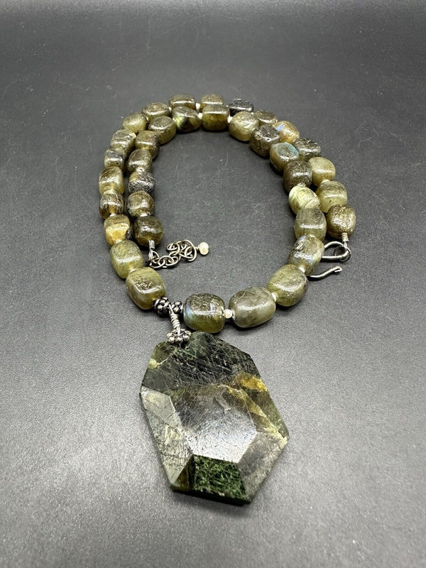 Labradorite Gemstone Necklace & Earring Set 20”