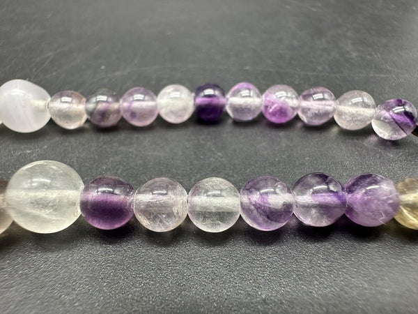 Vtg Amethyst Graduated Quartz 8MM Round Bead Necklace 18”