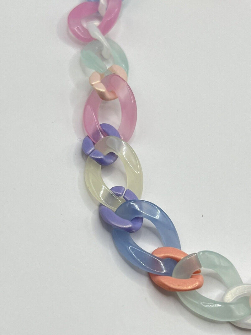 Pastel Acrylic Chain Link Necklace 17”~ 6mm Thick~