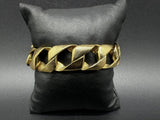 Vintage Kenneth Jay Lane KJL Textured Gold Chain Bracelet Cuban Curb Square Link