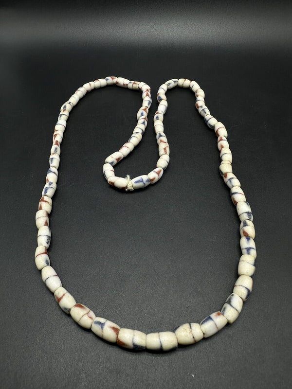 Tube Shaped Trade Bead Necklace 32”