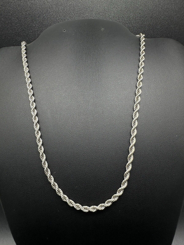 Sterling Silver Rope Chain Necklace, 16” Chain Necklace, 11Gs