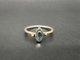 Sterling Silver Genuine CZ Marquise Solitaire Band Ring Size 6.75