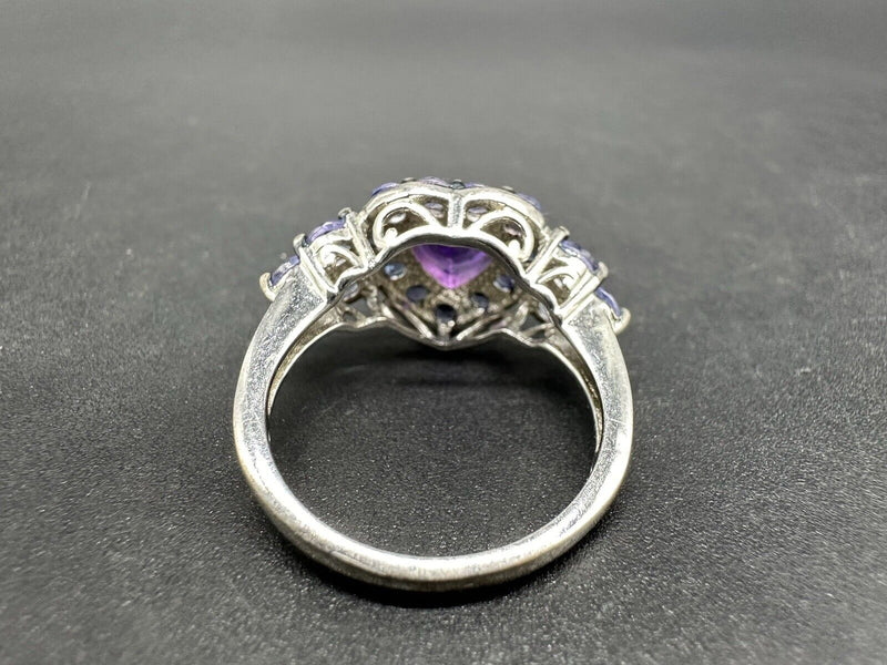 Heart Ring Simulated Amethyst,Tanzanite 925 Sterling Silver Sz 7