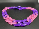 Acrylic Curb Link Necklace Pink and Purple 20”