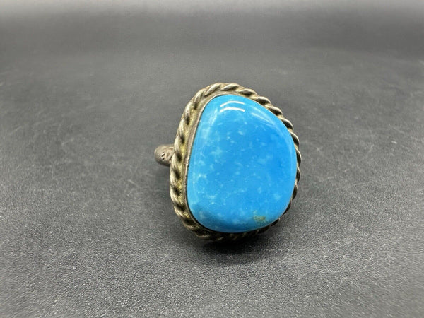 Vintage Artisan Southwestern Turquoise Ring Sterling Silver Size 10 9Gs