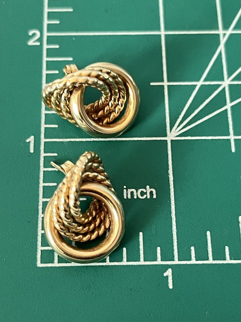 Vintage 14k Yellow Gold Love Knot Intertwined Earrings 4G~1.75”