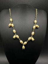 Vintage Monet Faux Pearl and Crystal Necklace 18”