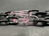 Acrylic Cable Link Chain Crystal Bear Pendant Necklace   18” Long Black & Pink