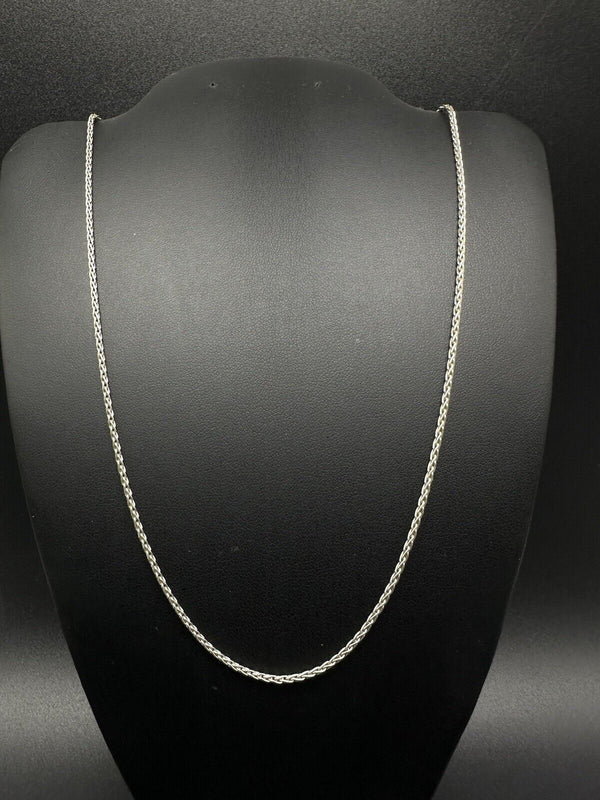 1.2mm Sterling Silver Solid Wheat Chain Necklace 20” 5Gs