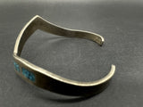 Mexico Taxco Turquoise Sterling Silver Inlaid Pointed Cuff Bracelet 6.25”