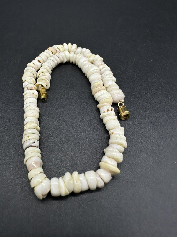 VINTAGE White Hawaiian PUKA SHELL Necklace/Ankle Bracelet? 12” Long