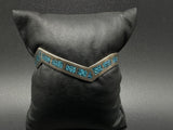 Mexico Taxco Turquoise Sterling Silver Inlaid Pointed Cuff Bracelet 6.25”