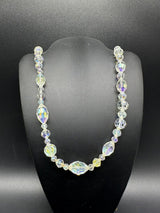 Classic Graduated Aurora Borealis Crystal Necklace 34”  78Gs