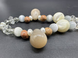 Stone Statement Beaded Necklace Handmade 20”