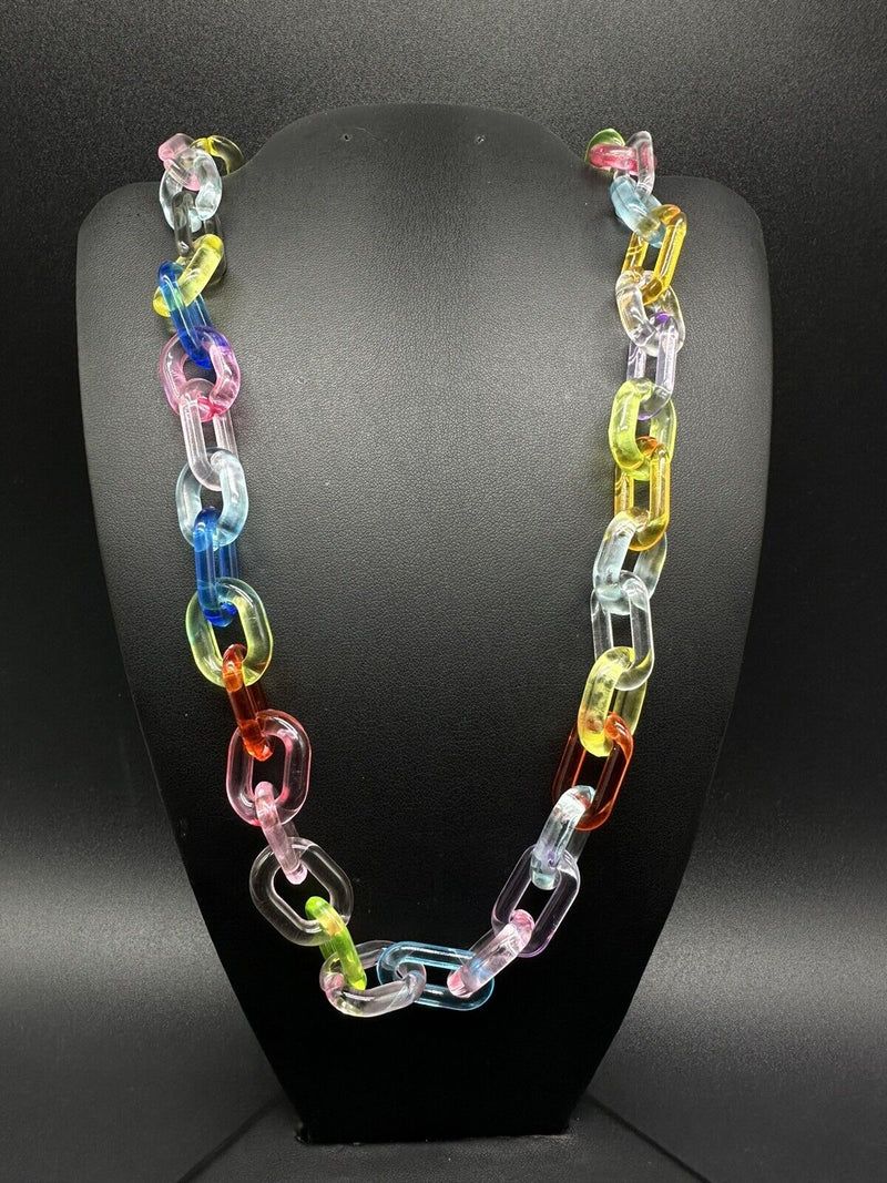 Rainbow Transparent Unisex Acrylic Cable Chain Link Necklace 21”