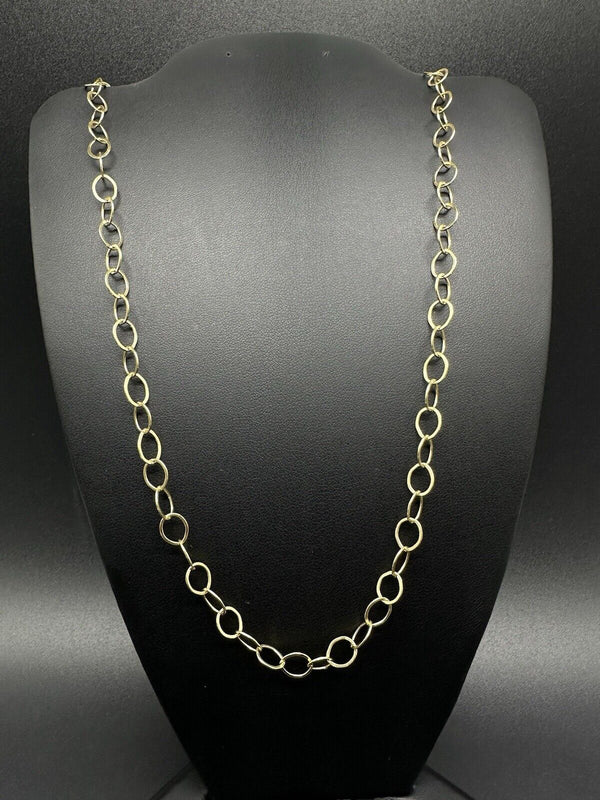 96-inch  Extra Long Sterling Silver Gold Tone Open Link Chain Necklace 23 grams